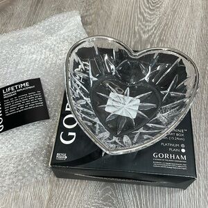 NWT Gorham Lady Anne Crystal Platinum Heart Dish Bon Bon Candy Dish